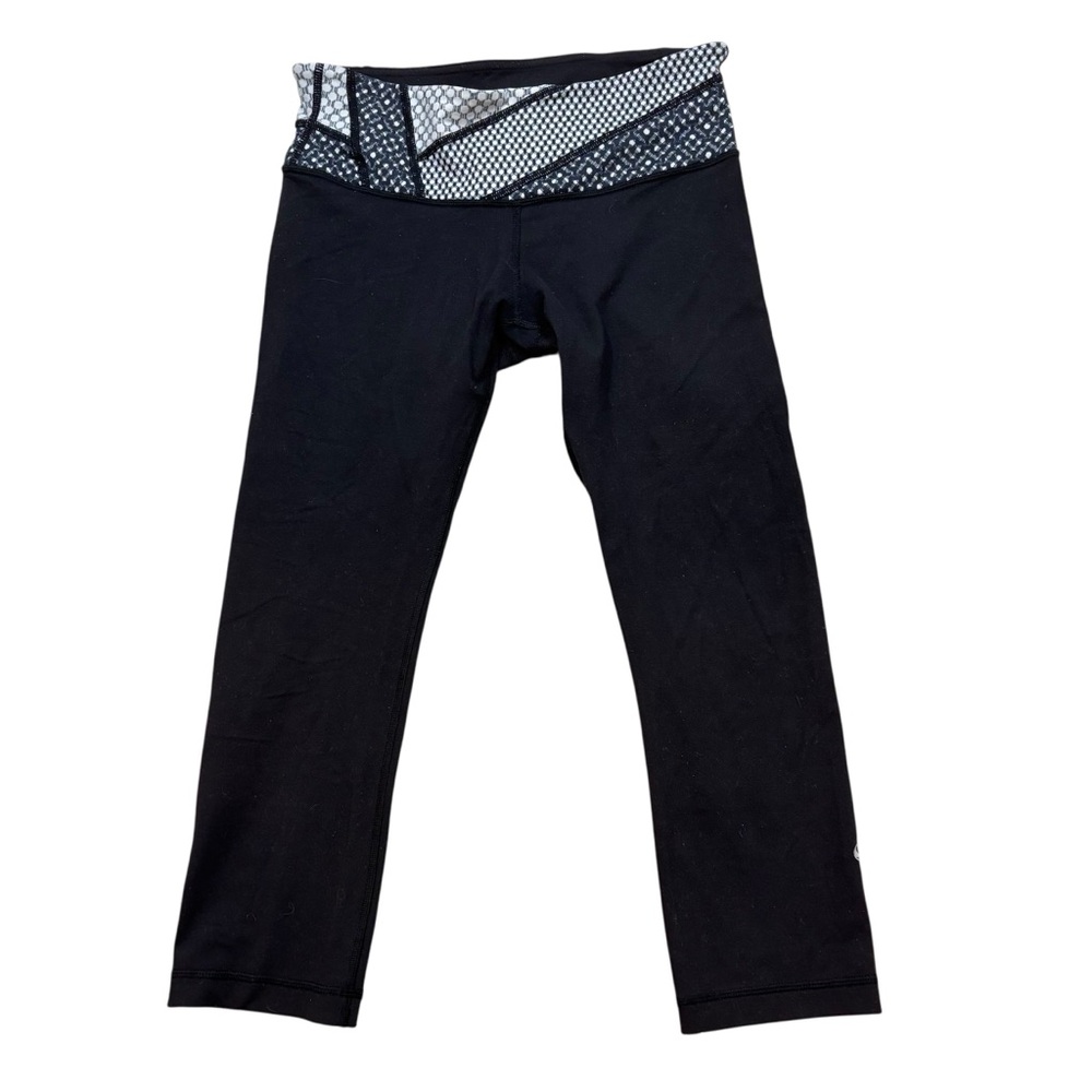 Ladies Lululemon Wonder Under III Printed Waistband Cropped Leggings Size 6
